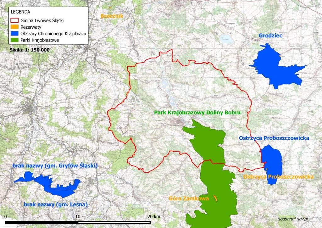 Plan Gospodarki Niskoemisyjnej dla Gminy i Miasta Lwówek Śląski Specjalny Obszar Ochrony siedlisk Natura 2000 Żerkowice - Skała (PLH020077) Obszar ma powierzchnię 84,8 ha i leży około 6 km na północ