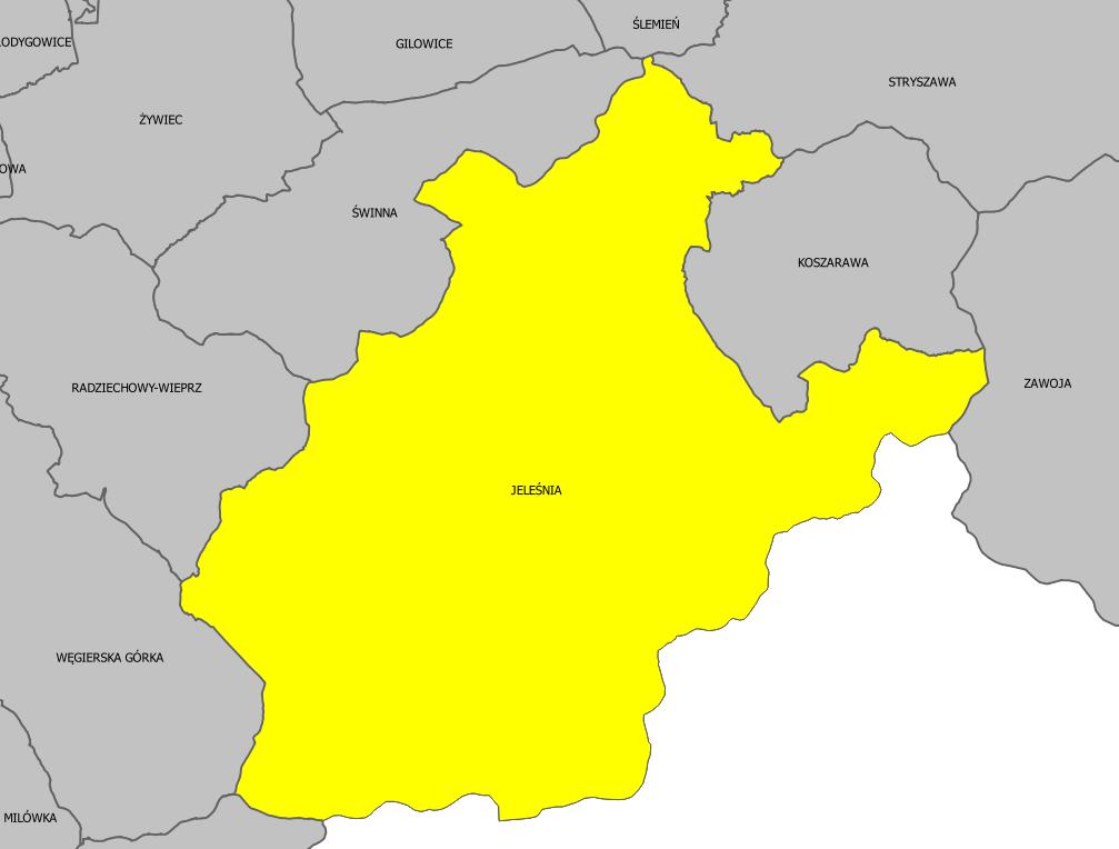 Rysunek 1 Mapa gminy Jeleśnia Źródło: Opracowanie własne na podstawie: PRG Państwowy rejestr granic i powierzchni jednostek podziałów terytorialnych kraju http://mapy.geoportal.gov.