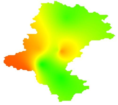 Na poniższych rysunkach przedstawiono rozkład średniorocznych stężeń PM2,5 w województwie śląskim w latach 2011-2015.