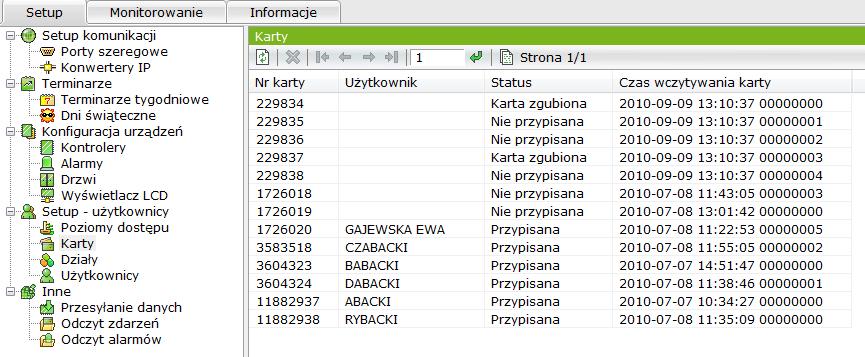 3.4.2 Karty Ta funkcja służy do operacji związanych z kartami: dodawania kart do pojemnika na karty oraz do zmiany statusu karty.