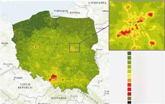 Tabela 1. Sężenia pyłu średniorocnego PM 2.