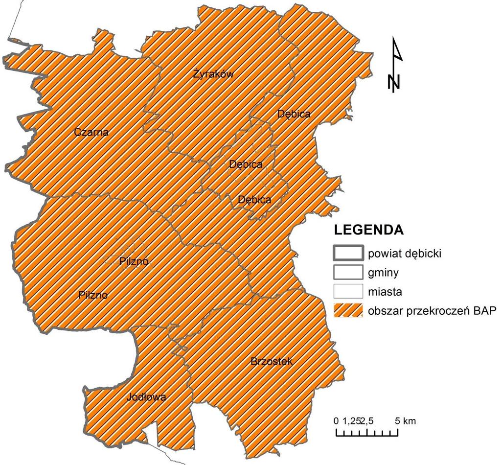 Stan zanieczyszczenia powietrza w powiecie benzo(a)piren: wyznaczony obszar przekroczenia średniorocznego