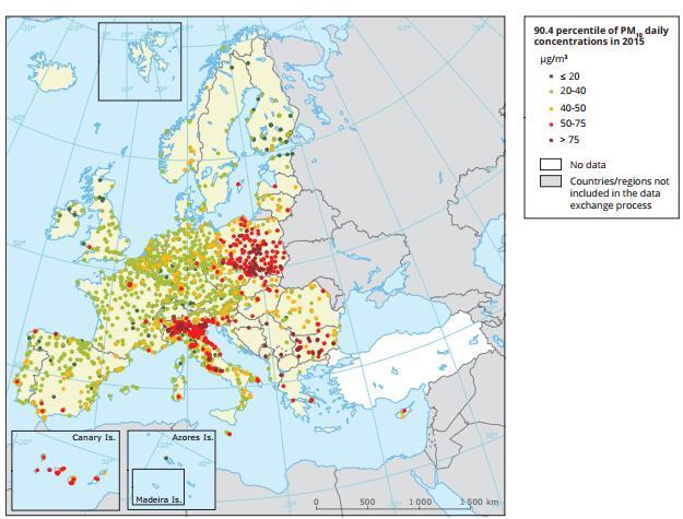 POLSKA NA TLE INNCH KRAJÓW KRAJÓW PYŁ PYŁ PM10 PM2,5 DOBA Źródło: Europejska Agencja Środowiska; publikacja Jakość powietrza w Europie raport 2017 przedstawiająca ocenę jakości powietrza w Europie