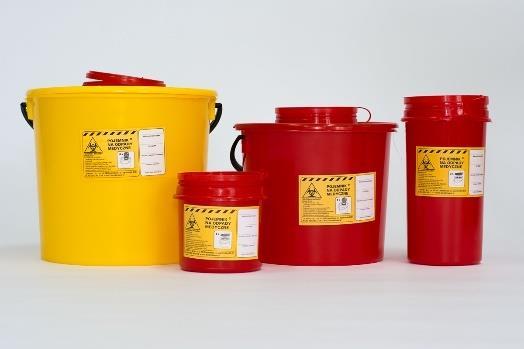 Pojemniki na odpady medyczne: przeznaczone do utylizacji z polipropylenu (PP) odpornego na uderzenia i chemikalia otwór wrzutowy 75 mm Próbki, transport i przechowywanie / Pojemniki na odpady