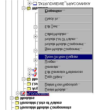 Diagramy struktury aplikacji Tworzenie - menu kontekstowego danej aplikacji wybrać Show on New Diagram\ Rodzaje widok danych - pokazuje wewnętrzną strukturę