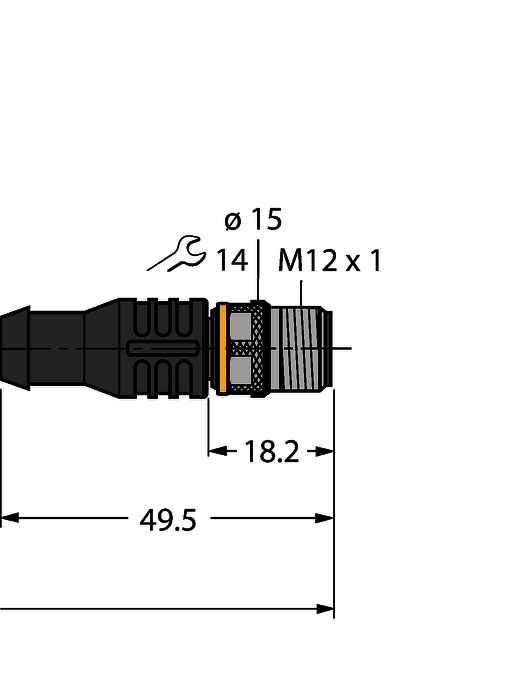 M12, proste, 8- pinowe na złącze męskie M12, proste, 3- pinowe; długość przewodu: 1,5 m; materiał otuliny: PUR, kolor otuliny: