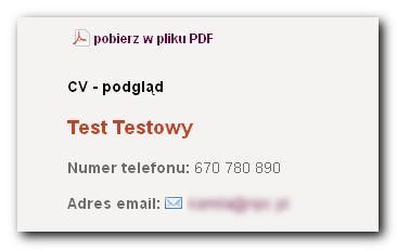 CV jest generowane na podstawie danych, które uzupełnisz w aplikacji: Jeśli jeszcze nie uzupełnisz żadnych informacji w aplikacji, w podglądzie