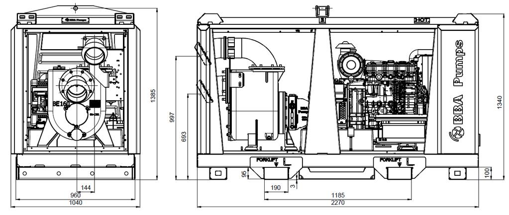 RAMA BF10-23 BBA otwarty silnik wysokoprężny Model ramy... BF10-23 Wymiary Dł. x Szer. x Wys.... ok. 2270 x 1040 x 1340 mm (bez przyłączy) Rama bazowa... Cynkowana ogniowo Panel.
