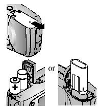 WKŁADANIE BATERII DO APARATU Dwie baterie specjalnego przeznaczenia do aparatów cyfrowych KODAK lub jedna bateria litowa KODAK CRV3 są załączone do zestawu z aparatem.