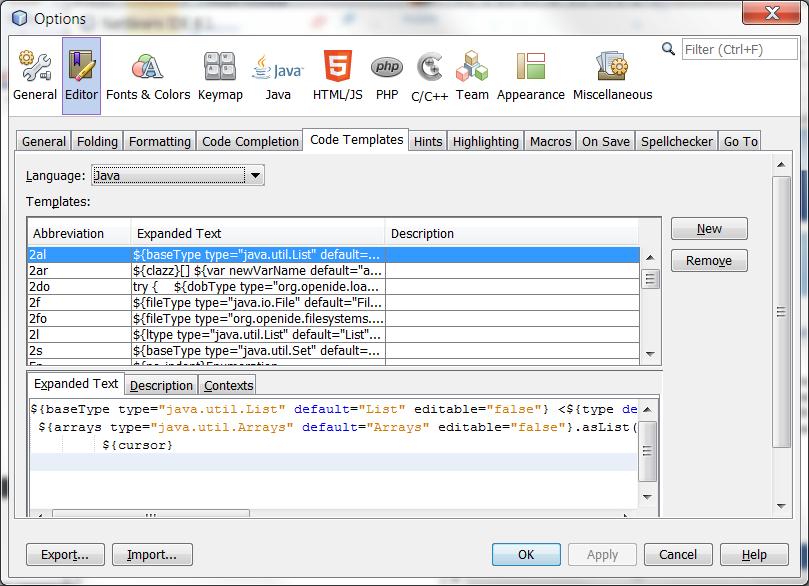 Konfigurowanie edytora programu