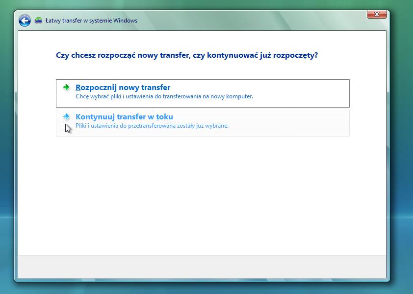 Wybierz Kontynuuj transfer w toku.