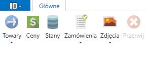 7.2 Zakładka narzędzia główne Na pasku narzędzi znajdującym się w zakładce narzędzia główne znajdują się ikony w zależności od tego, które opcje zostały wcześniej zaznaczone w ustawieniach programu