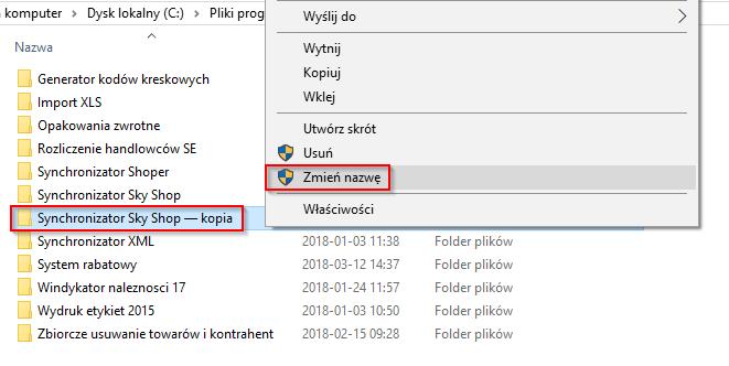 Następnie skopiowany folder należy wkleić, zmieniając mu nazwę na