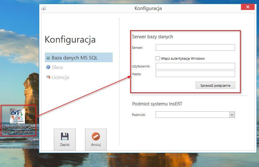 Od teraz uruchamiając ikonę Synchronizator Sky-Shop drugi sklep będzie można skonfigurować ustawienia do innego sklepu.