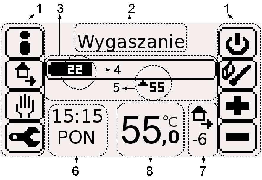 I. Obsługa regulatora. Regulator załączamy do sieci włącznikiem. Na ekranie wyświetlone zostanie logo producenta, następnie wersja oprogramowania zainstalowanego w regulatorze.