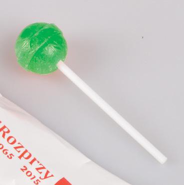 lollipop in transparent foil + cardboard with