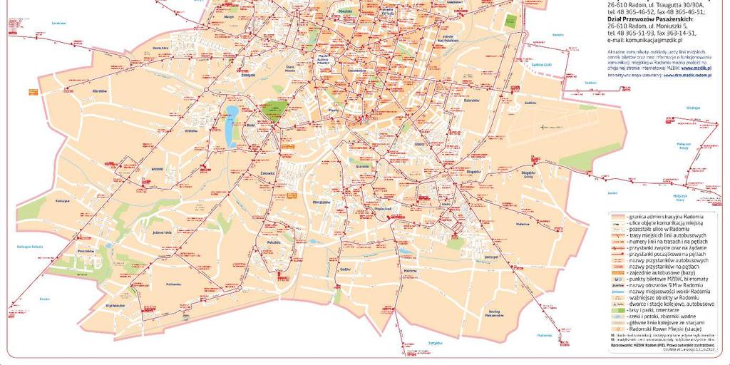 Mapa sieci komunikacji miejskiej w Radomiu Źródło: dane MZDiK.