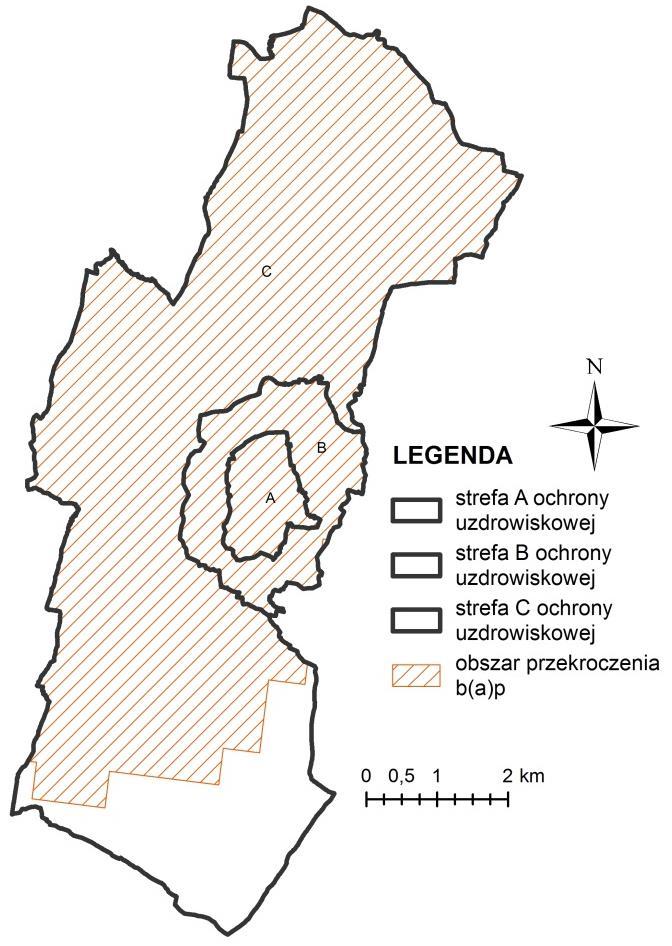 Wartości stężenia średniorocznego określone w modelowaniu zawierały się w przedziale 1,-2,5 ng/m 3 tj. 1-25 % wartości docelowej (rys. 2.11.). Zgodnie z ww.