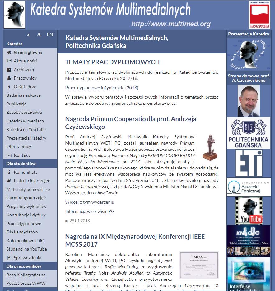 Więcej informacji www.multimed.org ksm@sound.eti.pg.gda.pl konsultacje kier.