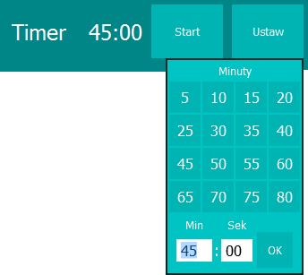 2.1.4. Zegar Zegar umieszczony w górnej części strony wyświetla aktualną godzinę. 2.1.5. Timer Program posiada możliwość odmierzania czasu za pomocą timera (minutnik).