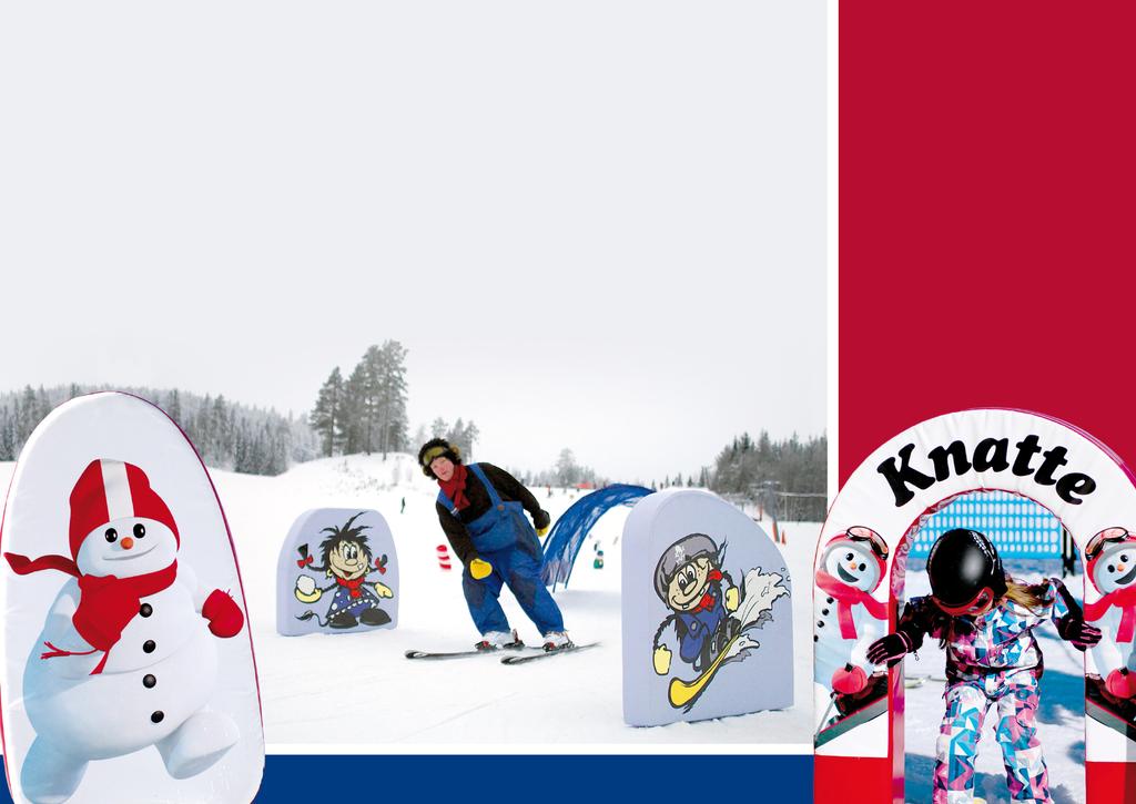 SKANAGA produces foam figures and signs. The figures are meant to be placed in ski kindergartens. They are aesthetic obstacles on a child s way down the slope.