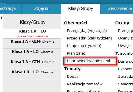 Jak usprawiedliwić nieobecności za pomocą funkcjonalności Usprawiedliwień? Krok 1.