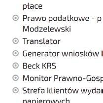 Zintegrowane słowniki: angielski, niemiecki i rosyjski. Materiały dostępne w działach tematycznych oraz prezentowane pod merytorycznie powiązanymi artykułami aktów prawnych.