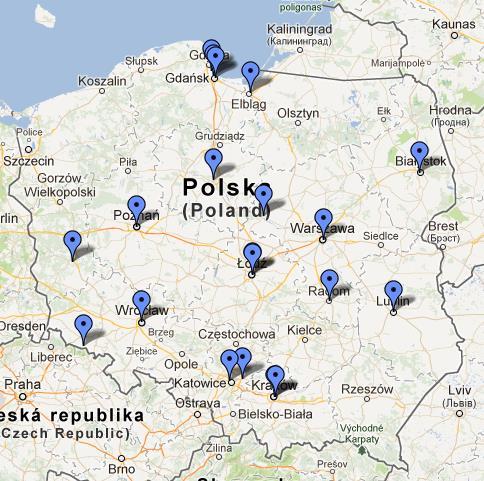 W 2013r. w Polsce - czyli lawina już ruszyła Ok. 20 lokalizacji Różne poziomy: instytucje, np. DKŚ jednostki pomocnicze, np. Kraków, Dąbrowa, Gdańsk ogólnomiejski, np.
