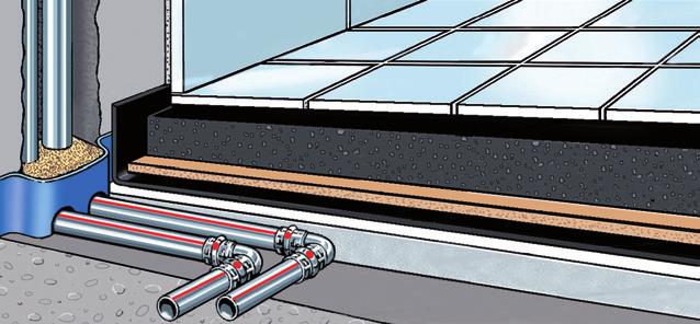 Zasady stosowania metalowych systemów instalacyjnych - Wydanie 3 Układanie w jastrychu smołowym (lanym asfalcie) Piętrowe przewody rozdzielcze ze złączkami Prestabo wymagają odpowiedniej konstrukcji