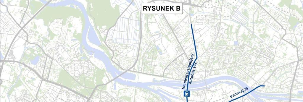 Propozycja układu nowych linii tramwajowych - Rysunek B