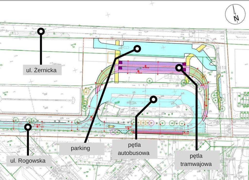 Trasa tramwaju na Nowy Dwór rejon osiedla Przystanek kolejowy Pętla Nowy Dwór