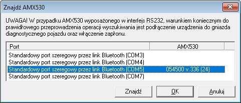 Po akceptacji pojawi się okno z informacją, na którym porcie COM zainstalowane jest urządzenie