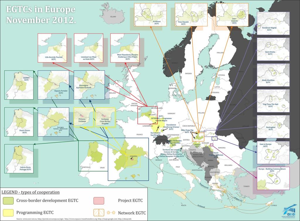 EUWT w Europie (listopad 2012) Obecnie w