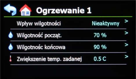 Wpływ wilgotności : Przejście do wpływu wilgotności na ogrzewanie (patrz 5.2.1.