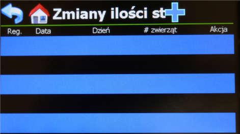 Wzrosty / Upadki (gdy hodowla jest aktywna) : Dostęp do wzrostów i upadków (zobacz 16.1.1), możemy zarejestrować nowe wzrosty i upadki zwierząt w obiekcie. INFORMACJA Dzień: Pokazuje dzień hodowli.