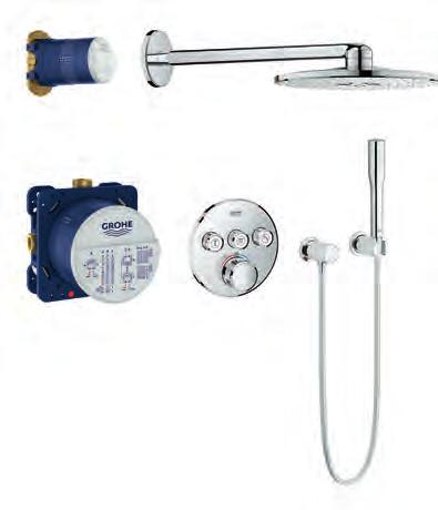 SmartControl termostatyczny podtynkowy zestaw prysznicowy, okrągły, deszczownica dwustrumieniowa o śr.