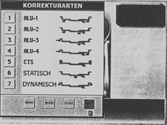 22 5.5.4. PROGRAMY STATYCZNY ORAZ ALU Na ekranie pomiaru wcisnąć przycisk 2 : pojawi się wtedy okno z dostępnymi programami korekcji. Do wybierania Ŝądanego programu słuŝą przyciski numeryczne.