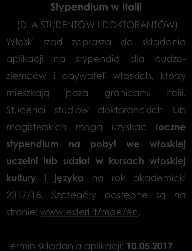 Stypendia i staże Prestiżowy staż (DLA MŁODYCH NAUKOWCÓW) Trwa nabór wniosków w ramach Alain Bensoussan Fellowship Programme.