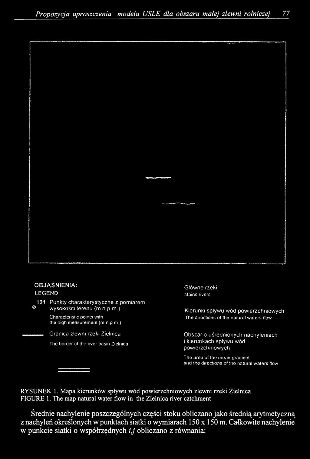 s o ( t h e n a t u r a l w a t e r s f l o w Obszar o uśrednionych nachyleniach i kierunkach spiywu wód powierzchniow ych T h e a r e a o f t h e m o a n g r a d i e n t a n d t h e d i r e c t i o