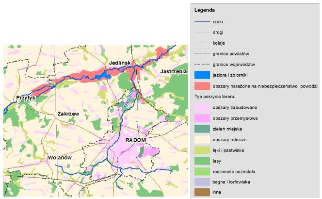 Rysunek 12. Obszar Gminy Zakrzew narażony na niebezpieczeństwo powodzi SUSZE Źródło: www.kzgw.gov.