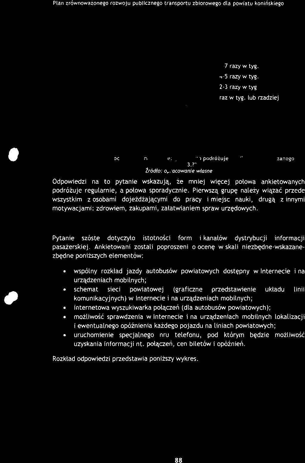 Pierwszą grupę należy wiązać przede wszystkim z osobami dojeżdżającymi do pracy i miejsc nauki, drugą z innymi motywacjami: zdrowiem, zakupami, załatwianiem spraw urzędowych. Pytanie 6.