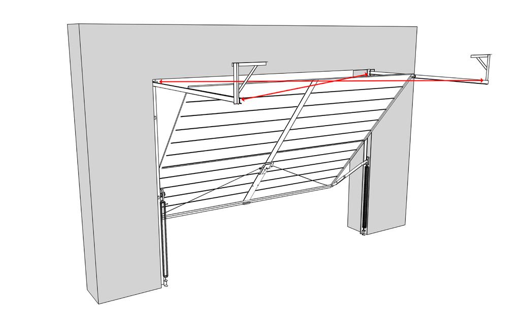 Prowadnice przykręcić do sufitu za pomocą kątowników podsufitowych (nie dotyczy bramy Compact Panel C).