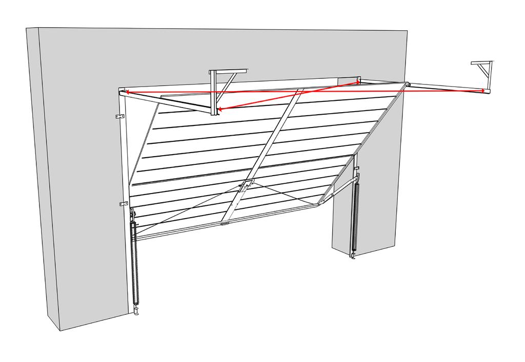 Prowadnice przykręcić do sufitu za pomocą kątowników podsufitowych. Kątowniki podsufitowe skrócić w zależności od wysokości sufitu (nie dotyczy Compact Panel C).