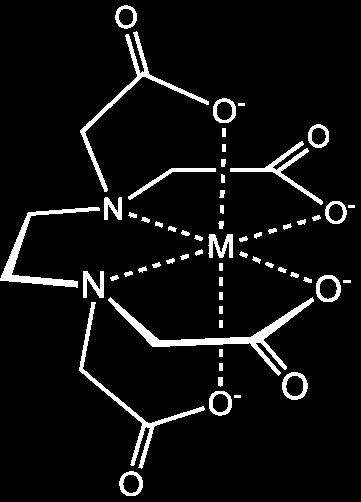 M LIGANDY WIELOKLESZCZOWE 1 : 1 Komplekson I (NTA) SCHWARZENBACH CHELATORY/KOMPLEKSONY Kwas NitryloTriOctowy Komplekson II i III II - Kwas wersenowy III