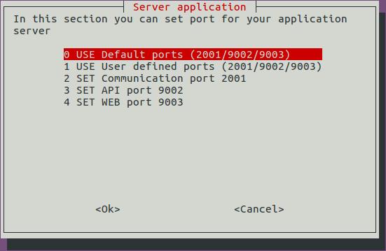 4.3.2 Wybór portów dla usług Podstawowe wartości: Communication port : 2001 API port: 9002 WEB port: 9003 Porty poniżej 1025 są rezerwowane przez system i są blokowane podczas instalacji.