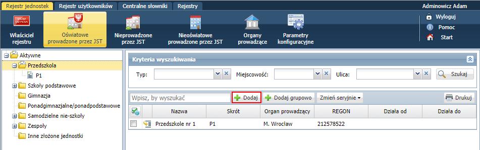 Postępując analogicznie, dodaj inne organy prowadzące działające na terenie JST. 4.