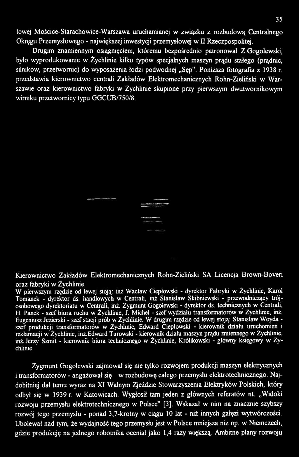 GGCUB/750/8. 35 Kierownictwo Zakładów Elektromechanicznych Rohn-Zieliński SA Licencja Brown-Boveri oraz fabryki w Żychlinie.