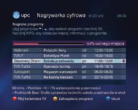 Przy nagraniach powodujących konflikt pojawi się znak. Aby anulować nagranie programu, które powoduje konflikt, wybierz program, naciskając i.