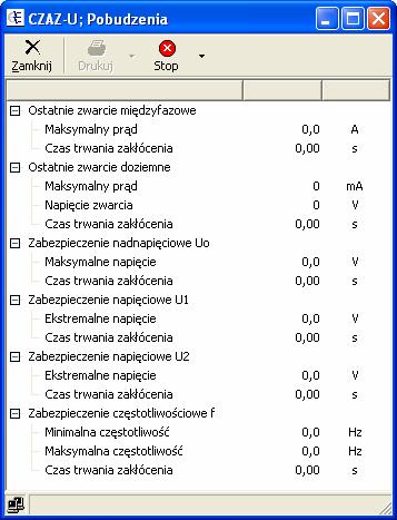 6.3. Ostatnie pobudzenie Opcja umożliwiająca użytkownikowi podgląd parametrów ostatnich zakłóceń