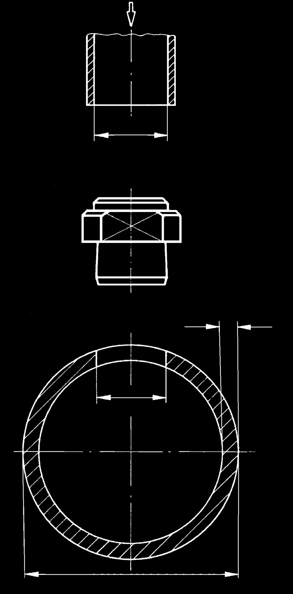 Montaż wciskowy Seria 612 XXX 5 03 Montaż dyszy przez wtłaczanie w otwór wykonany w rurze Stabilność kąta